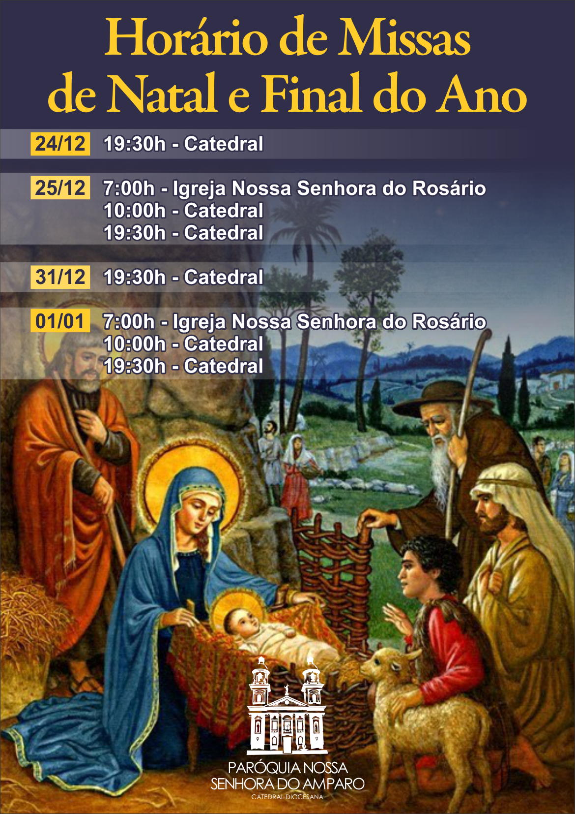 PROGRAMAÇÃO DE NATAL E FINAL DE ANO DA CATEDRAL NOSSA SENHORA DO AMPARO –  Diocese De Amparo
